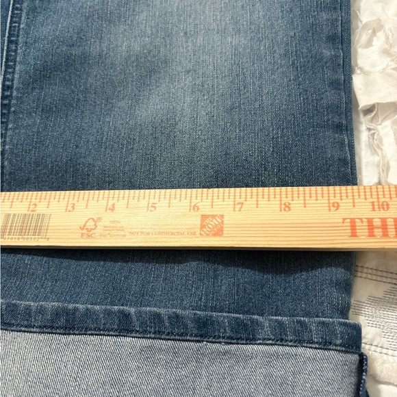 Goldenpoint Blue Ankle Cropped Jeans with Wide Cuff. Very Soft Stretchy Denim. - Picture 12 of 13